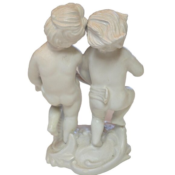 Parian Signed Italy Porcelain Statue Figurine Two Cherubs - Picture 4 of 5